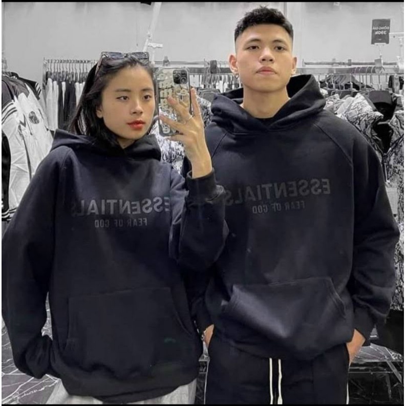 Áo Khoác Hoodie Nam Nữ Form Rộng Có Mũ In Chữ Essentials Chất Nỉ Bông Cao Cấp - Super Fashion P