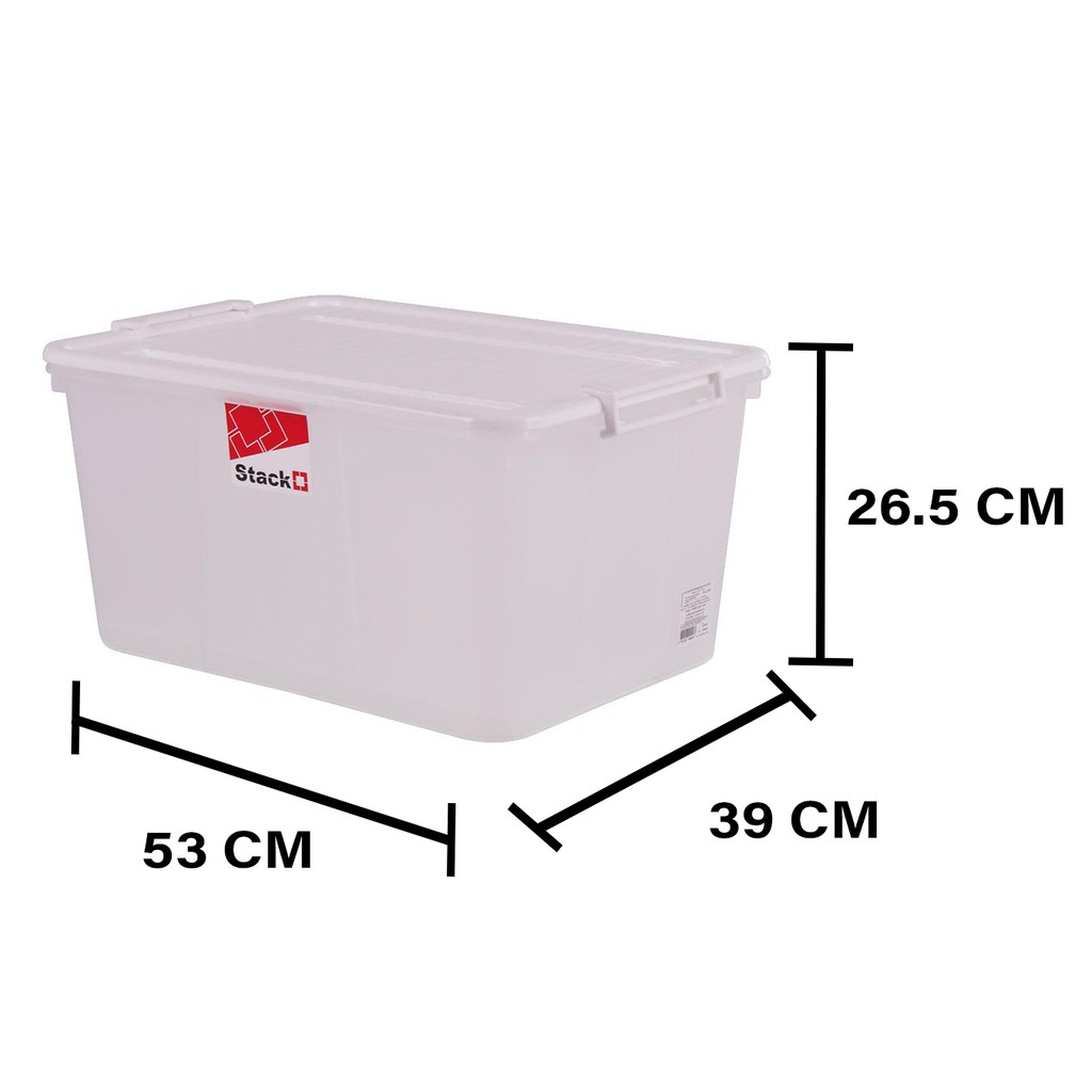 HomeBase by HomePro Thailand STACKO thùng nhựa đựng đồ có nắp có bánh xe Thái Lan 35.5L W53xD39xH26.5 Cm Trắng