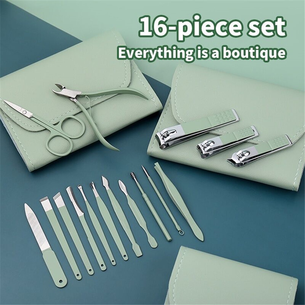 ★★★Bộ 16 Dụng Cụ Làm Móng Bằng Thép Không Gỉ Cứng Màu Sắc