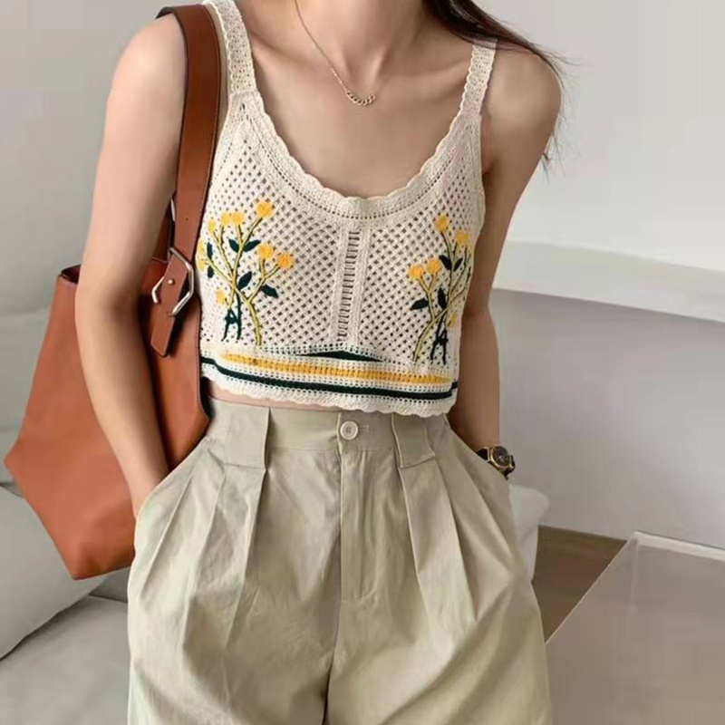 Áo lửng không tay thêu hoa quyến rũ dành cho nữ
