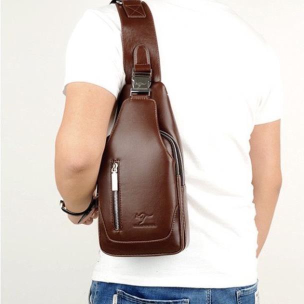 Túi Đeo Chéo Nam Da Trơn DHV16 Cao Cấp, Không Sờn Cũ, Không Bạc Màu Sau Thời Gian Dài