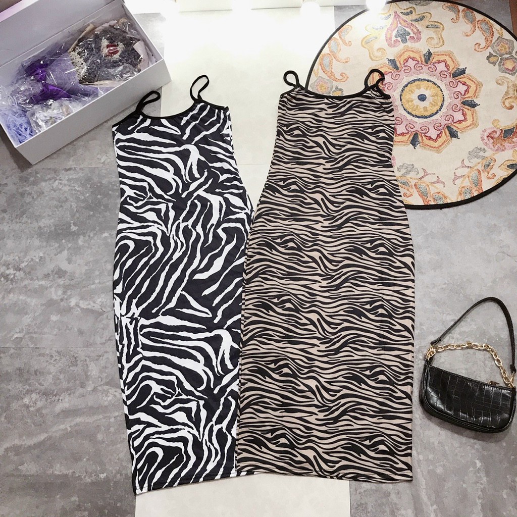 Váy maxi 2 dây vằn dáng dài sexy