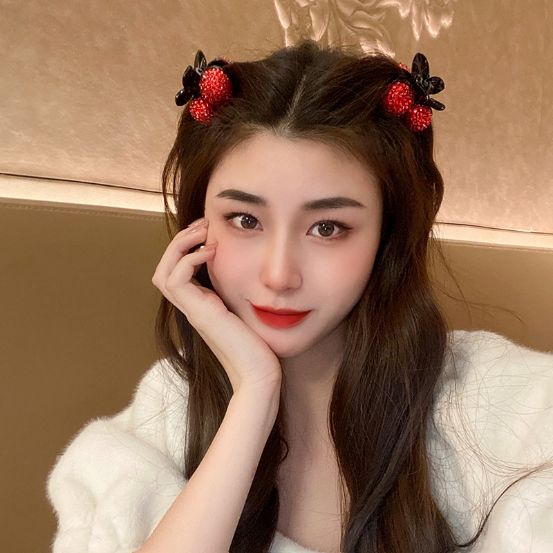 Phong cách hàn quốc rhinestone kẹp tóc ngọt ngào anh đào kẹp tóc thời trang phụ kiện tóc phụ nữ