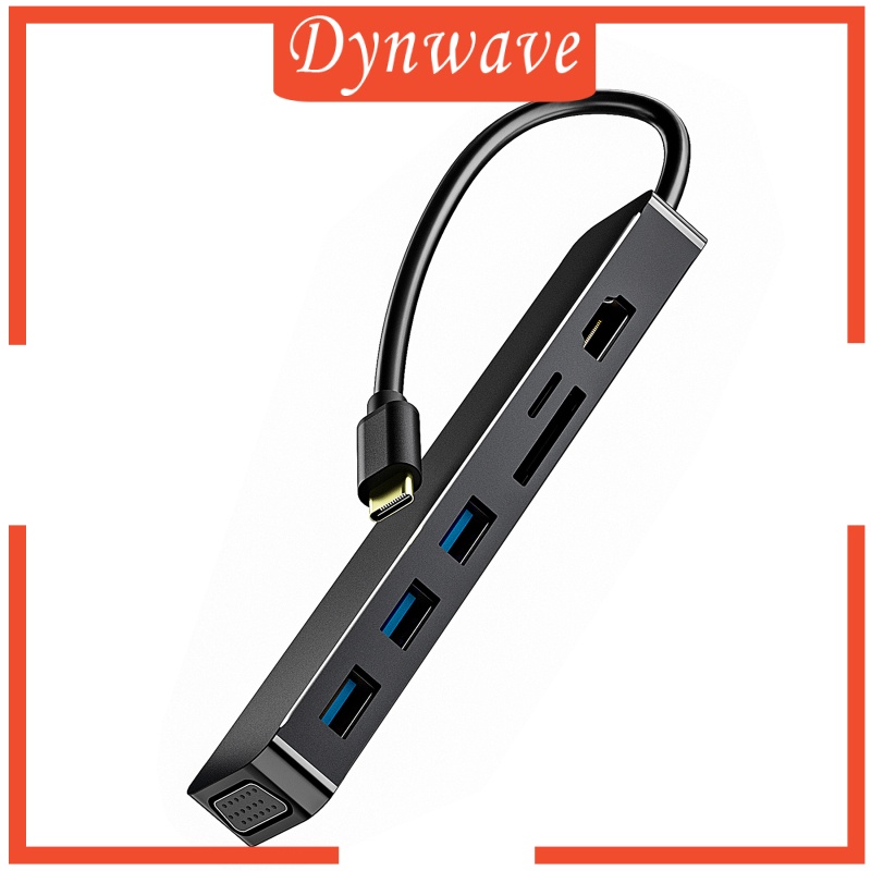 [DYNWAVE] Aluminum 7 in 1 USB 3.0 C to HDMI Hub Adapter Dongle TF SD Reader Slot