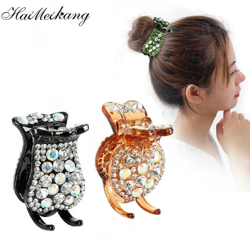 Haimeikang Kẹp Tóc Đuôi Ngựa Đính Đá Pha Lê
