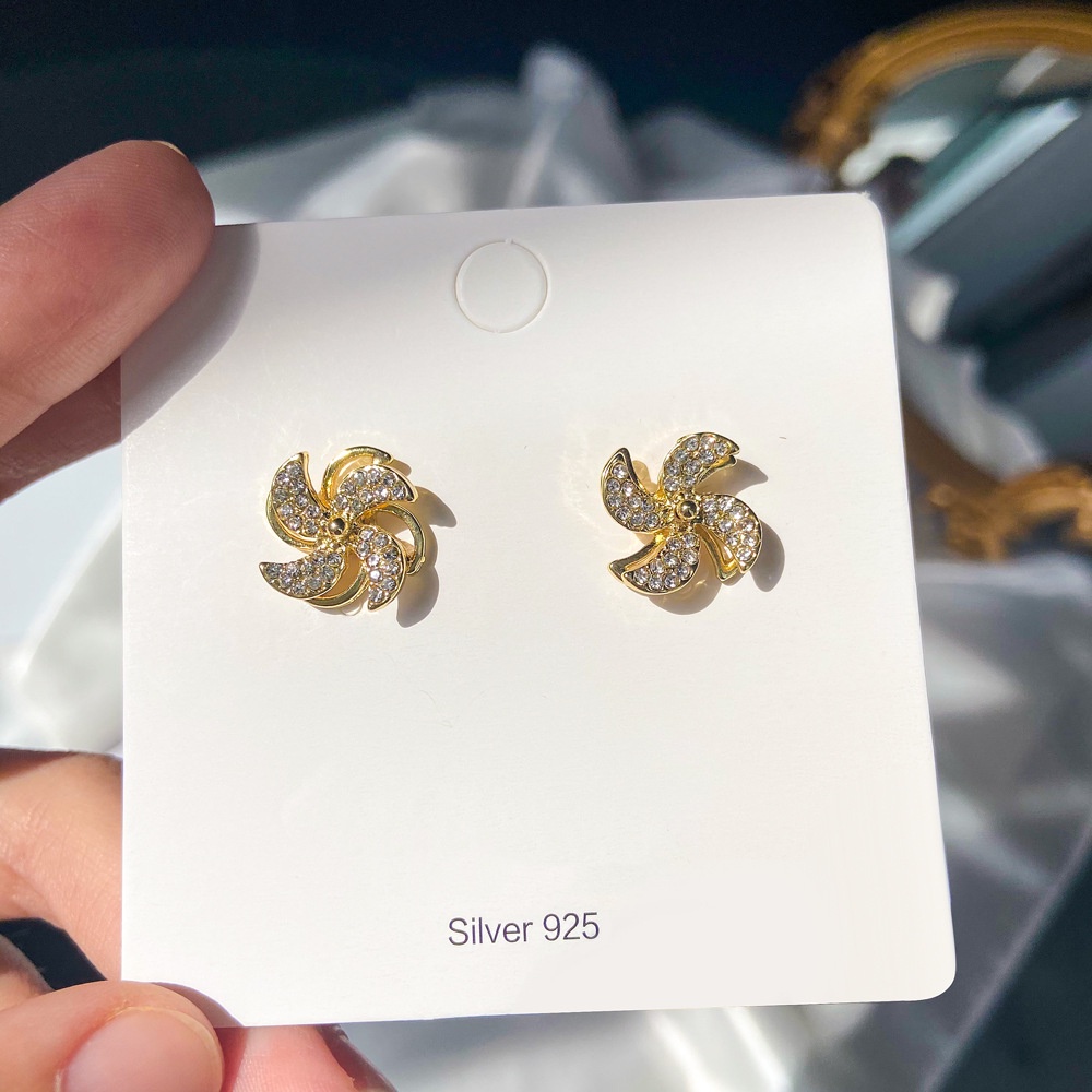 Khuyên Tai Hình Cối Xay Gió Có Đèn Thời Trang Sang Trọng Chất Lượng Cao Mạ Bạc 925 Mini Cho Nữ