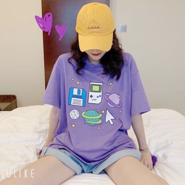 Áo thun tay lỡ họa tiết