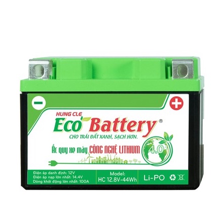 Bình điện acquy xe máy RAIJIN công nghệ Lithium ECO-BATTERY 12.8V-44Wh lắp vừa xe Ya Grande, Exciter 135, Yamaha TFX