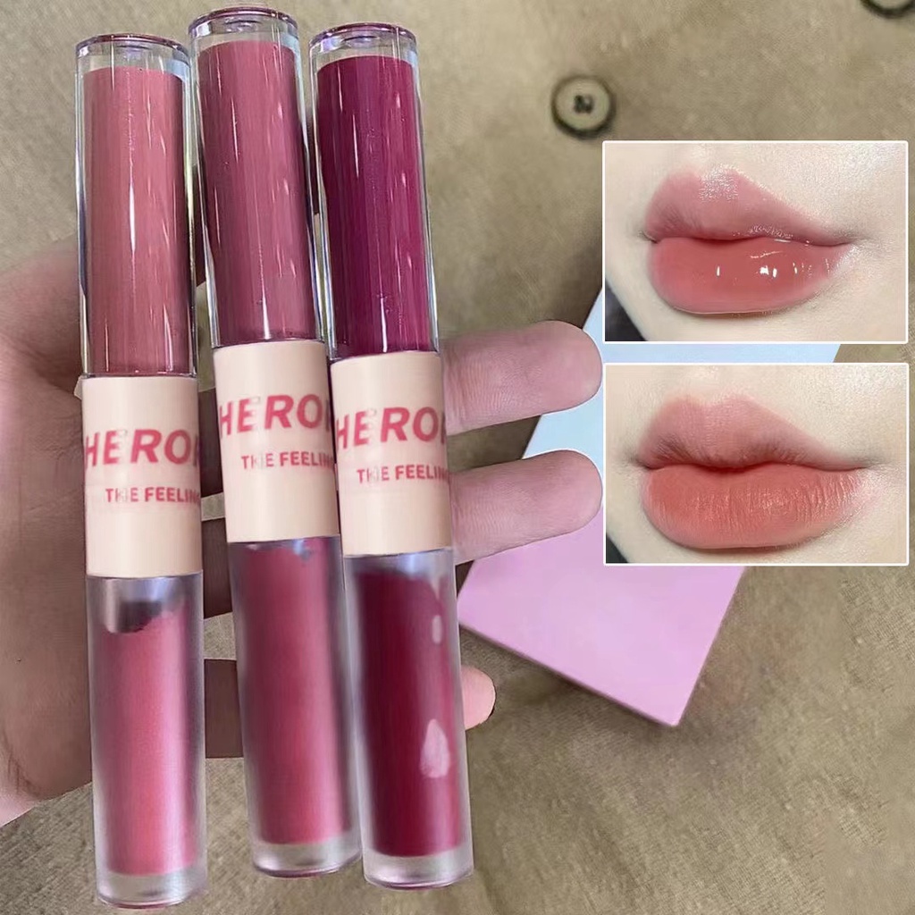 Son kem lì HERORANGE sắc tố cao lâu trôi 2 trong 1  Hai Đầu Cho Màu Nhung Lì Lâu Trôi Và Dưỡng Ẩm Môi
