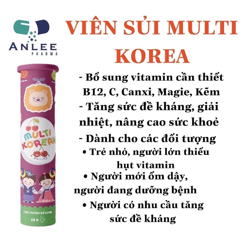 VIÊN SỦI MULTI KOREA - CUNG CẤP VITAMIN - GIẢI NHIỆT - TĂNG SỨC ĐỀ KHÁNG