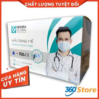 Khẩu trang y tế NEWERA mới - Dây đeo không gây đau tai - hộp 50 chiếc