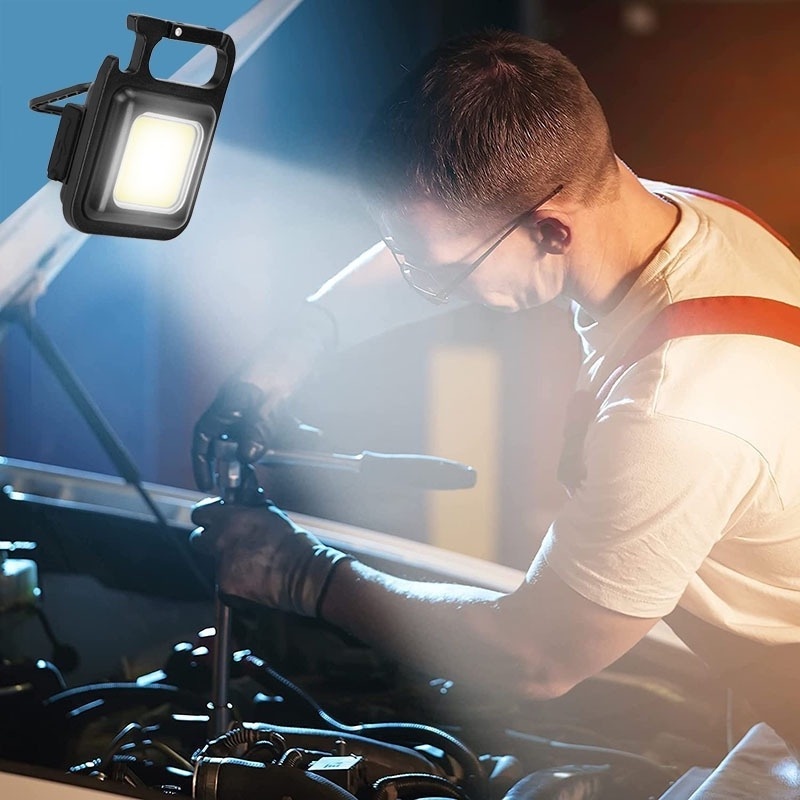 Đèn Pin Led Mini Siêu Sáng COB - Đèn Pin Móc Khóa Dùng Mở Nắp Chai Đa Năng ,Tích điện và Nhấp Nháy - Đèn Đa Năng Sạc Usb
