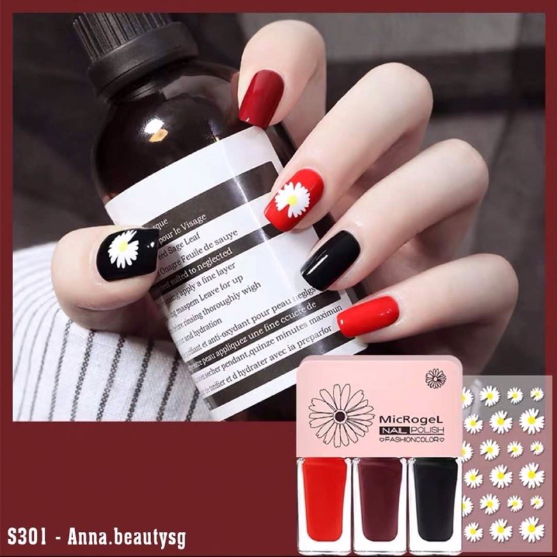 Set 3 sơn móng tay TẶNG STICKET hoa cúc dán móng