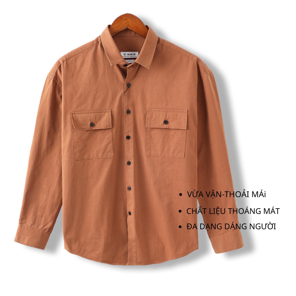 Áo Sơ Mi Nam Kaki Dài Tay Chất Vải Kaki Cao Cấp - Áo Khoác Sơ Mi Kaki Nam Thoáng Mát Đường May Kỹ - SMGK - GUSTA | BigBuy360 - bigbuy360.vn
