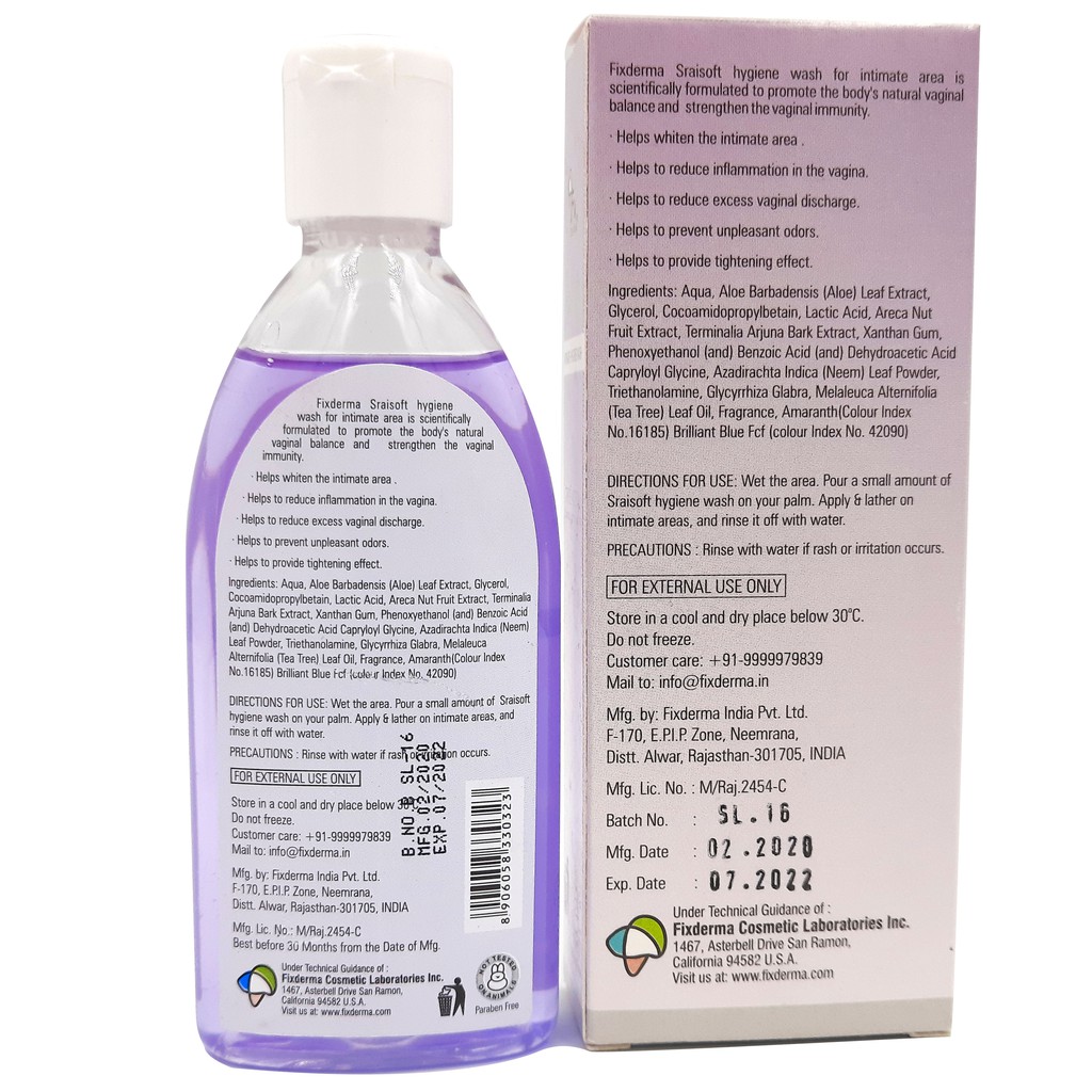 Gel Vệ Sinh Phụ Nữ Khử Mùi, Giữ Ẩm, Se Khít Fixderma Srai Soft Gel  - Lilac Hoa Tử Đinh Hương 100g