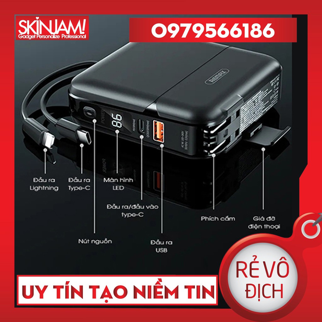 Remax RPP-20 Sạc Dự Phòng Remax RPP-20 Dung Lượng 15.000mAh - Cốc Sạc Kiêm Pin Dự Phòng Hỗ Trợ Sạc Nhanh 18w Cắm Điện