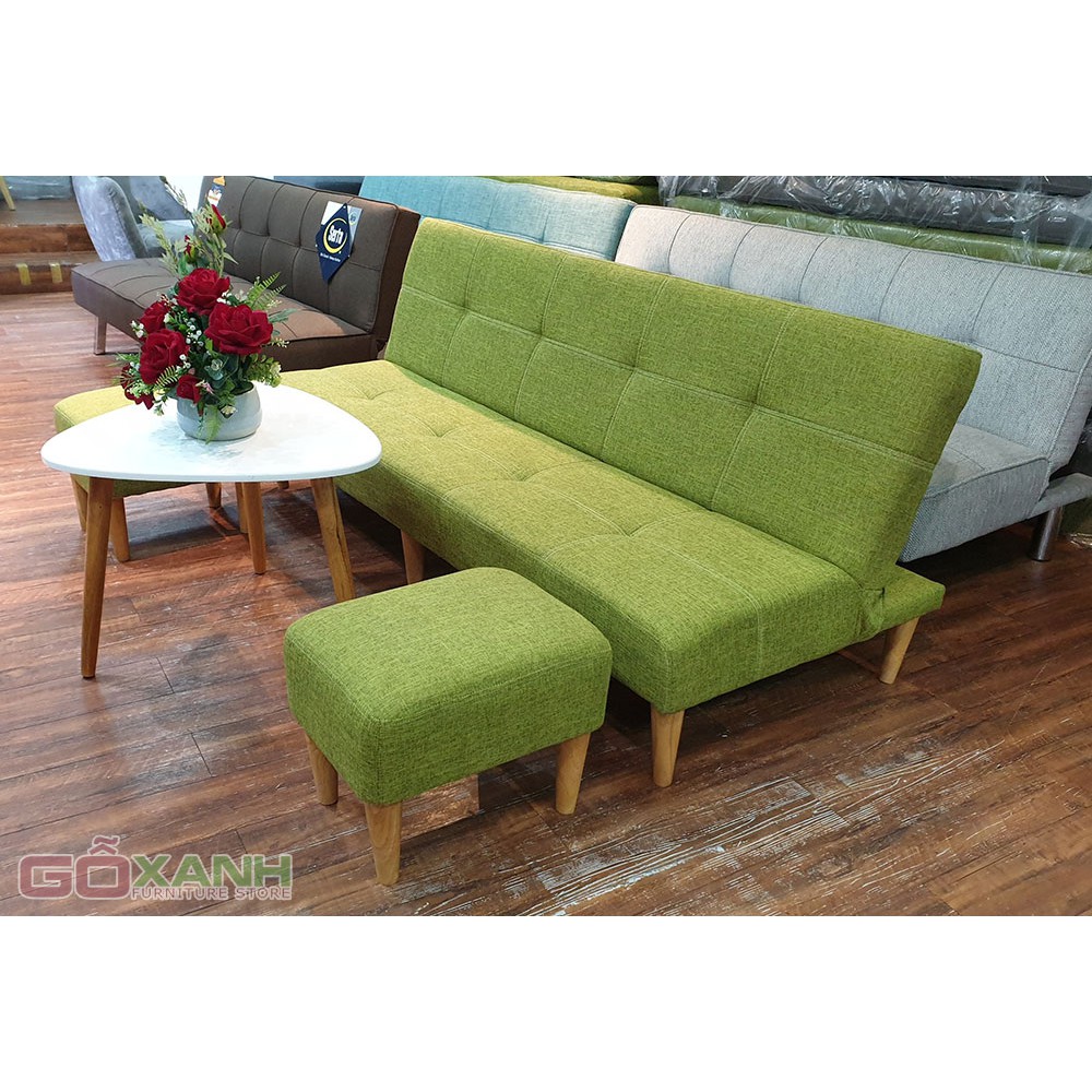 Bộ Bàn Ghế Salon Giường Nằm / Sofa Bed Cao Cấp 6 Chân Gỗ - Màu Xanh