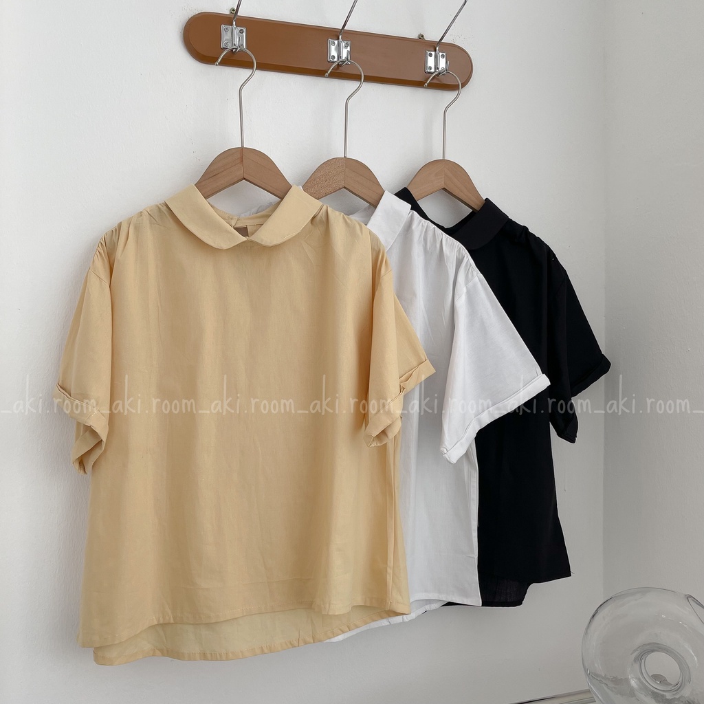 Áo sơ mi thô đũi cổ sen cúc sau cổ tay gập 5550