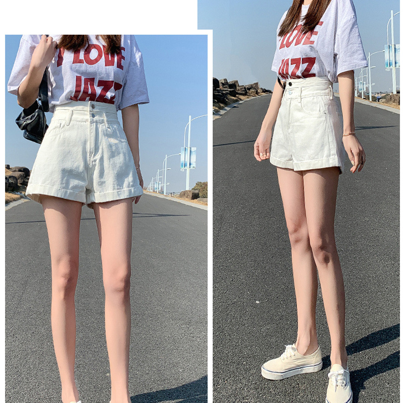IELGY Quần Short denim Dáng Chữ A Ống Rộng Lưng Cao Thời Trang Xuân Hè Cho Nữ