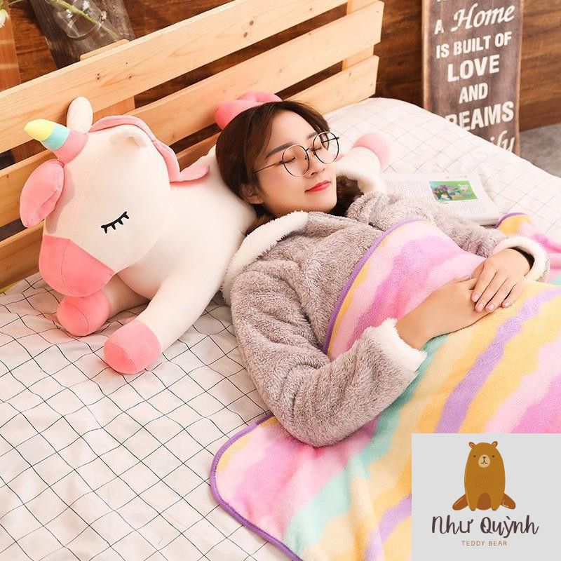 Gấu bông- Thú bông ngựa Pony 1 sừng - kỳ lân , chất liệu vải co giãn 4 chiều Kích thước 90CM 1M1 1M2