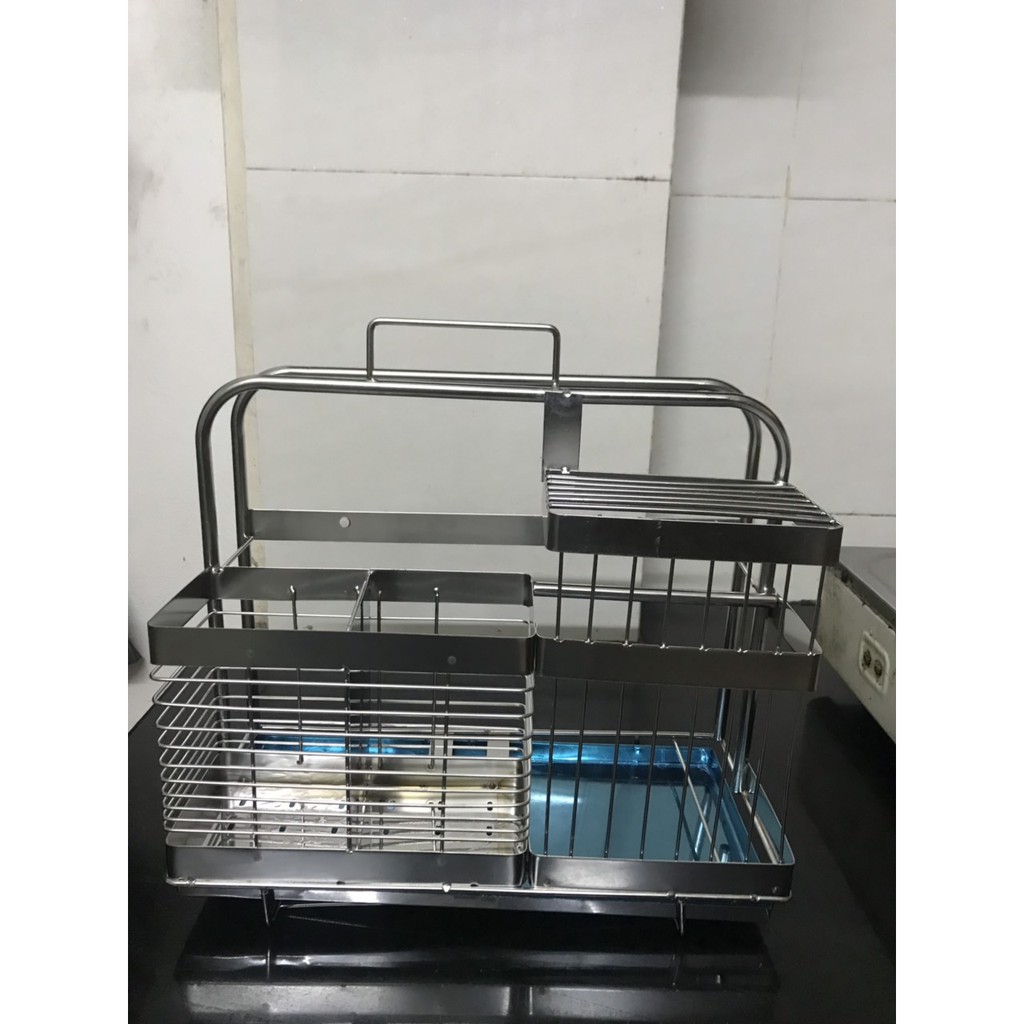 Kệ để dao đũa thớt inox có khay hứng nước tiện lợi, bền đẹp có thể treo tường hoặc để bàn