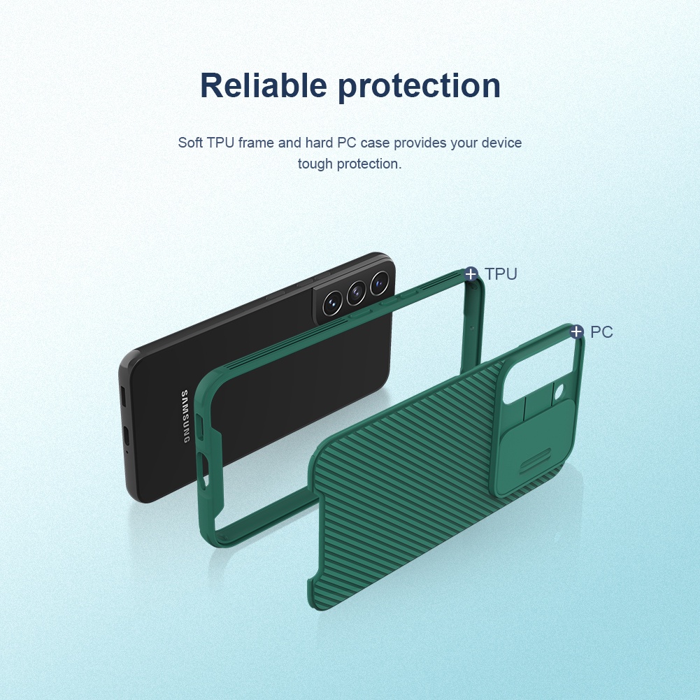 Ốp điện thoại Nillkin TPU PC chống sốc có nắp trượt bảo vệ máy ảnh cho Samsung S22