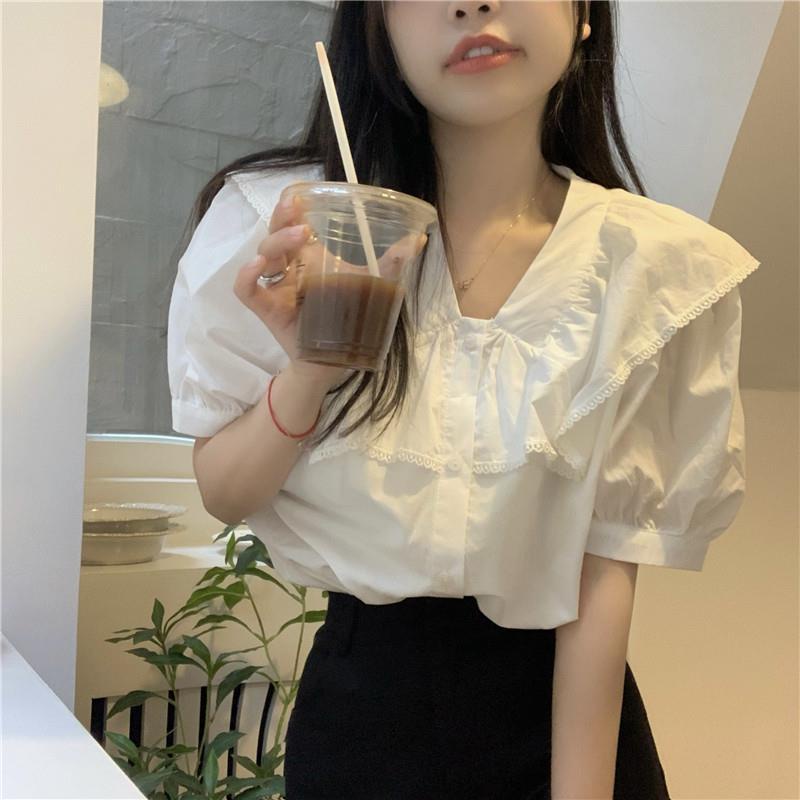 Áo Sơ Mi Tay Phồng Cổ Búp Bê Thời Trang Mùa Hè Hàn Quốc Mới