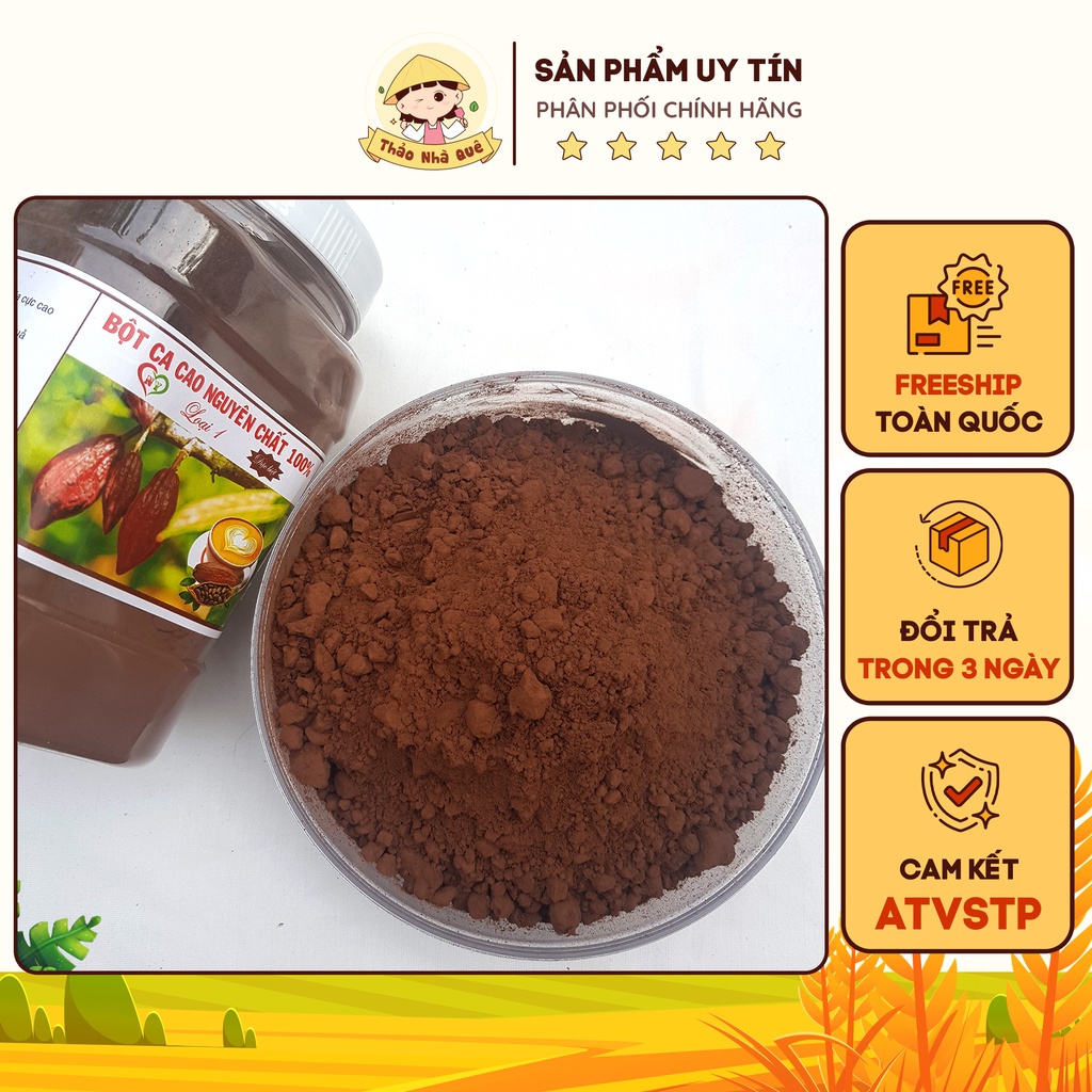 Bột cacao Daklak không đường nguyên chất 100% loại 1 lọ 500g