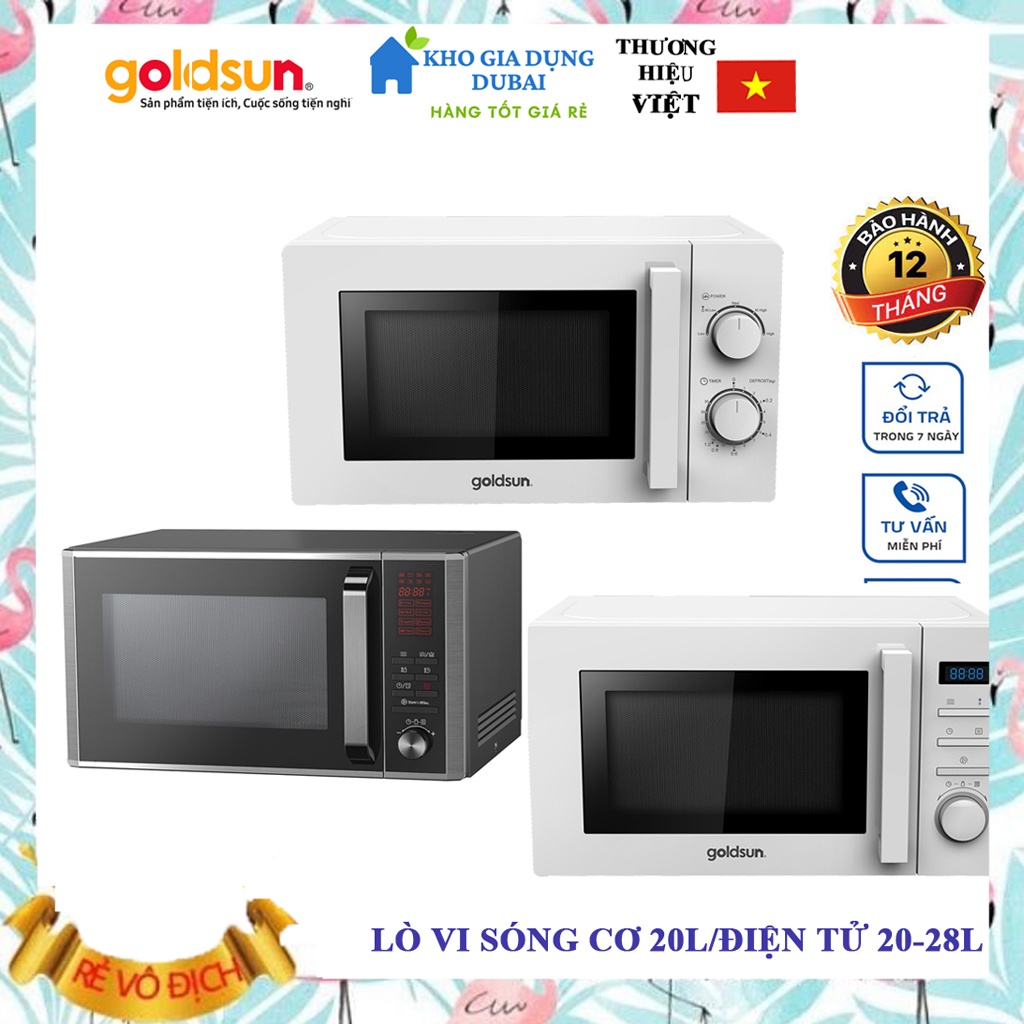 Lò vi sóng Goldsun Cơ/ Điện Tử, Dung Tích 20L-28L, BẢO HÀNH CHÍNH HÃNG 12 THÁNG, 1 ĐỔI 1 TRONG 7 NGÀY