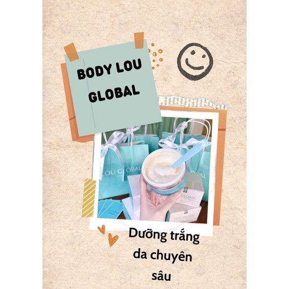 [ FULLBOX ] Body Lou Global dưỡng ẩm và nâng tone da giúp da sáng và mịn màng và chống nắng, tặng kèm ủ trắng cà phê