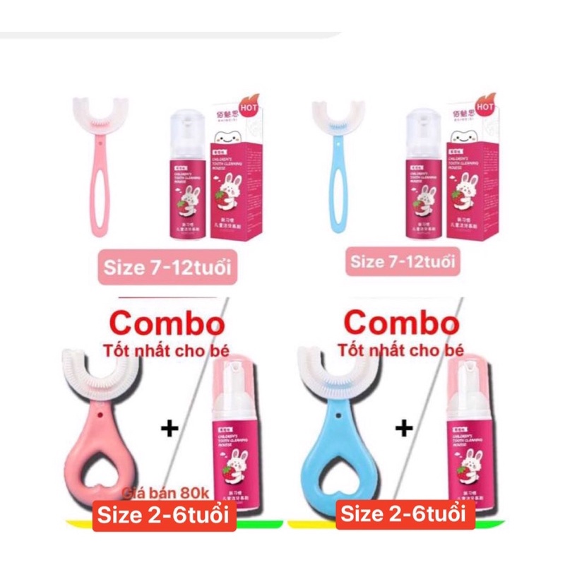 COMBO BÀN CHẢI ĐÁNH RĂNG CHƯ U - KEM ĐÁNH RĂNG TRẺ EM .