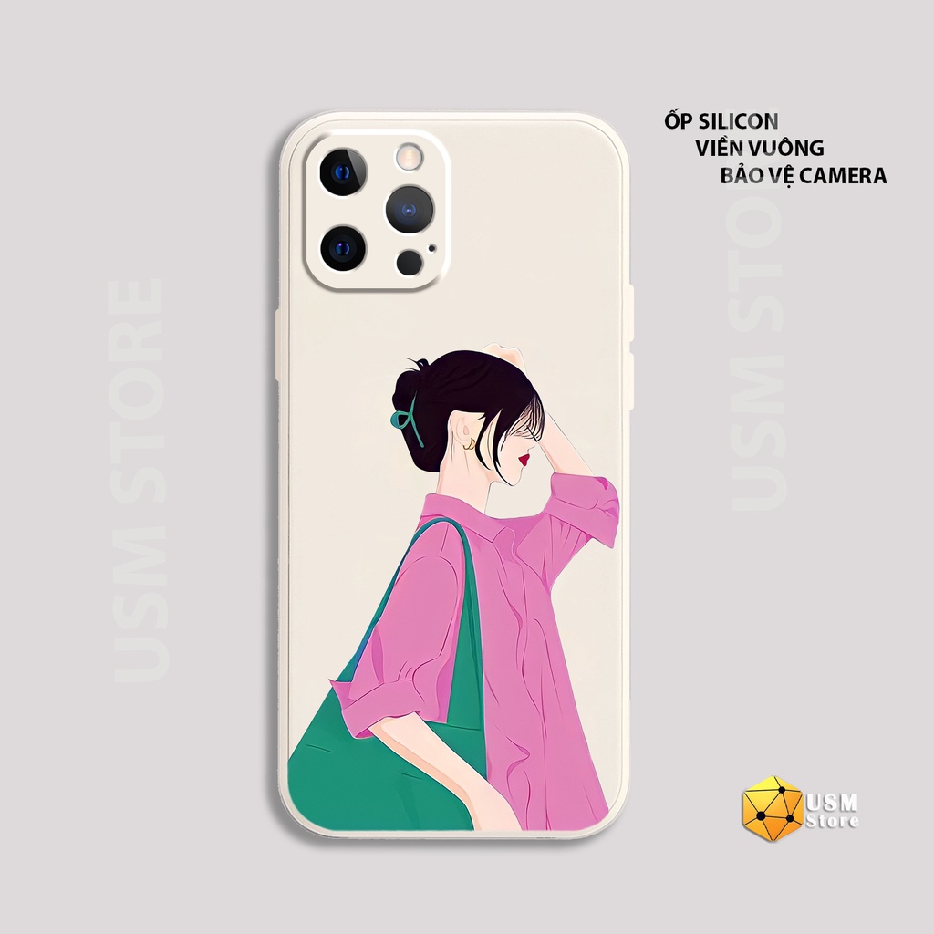 Ốp lưng iphone 11/11Pro/11Promax/12/12mini/12Pro/12Promax/13/13Mini/13Pro/13Promax viền vuông bảo vệ camera, cặp đôi