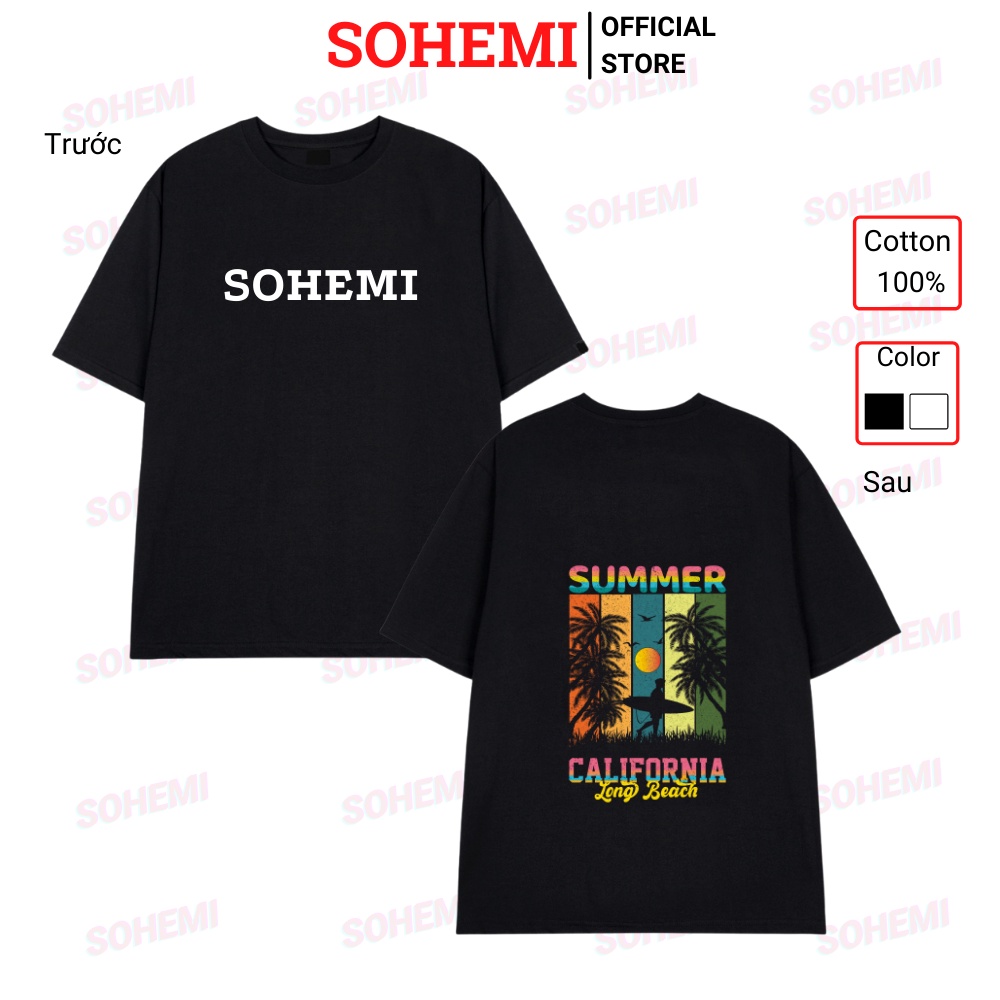 Áo Thun Tay Lỡ Form Rộng SOHEMI họa tiết sau áo cotton 100% 4 chiều cao cấp