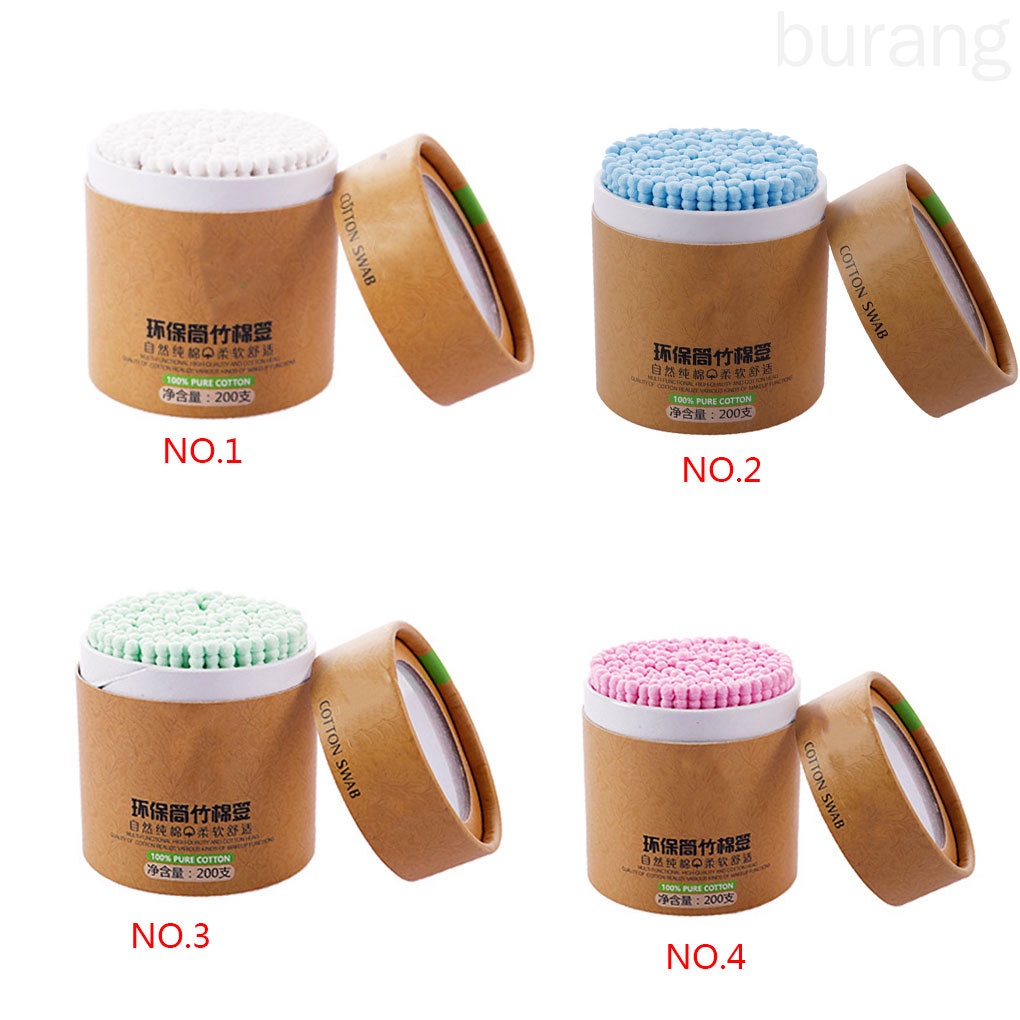 [Hàng mới về] Hộp 200 tăm bông cotton hai đầu thân gỗ tre tiện lợi