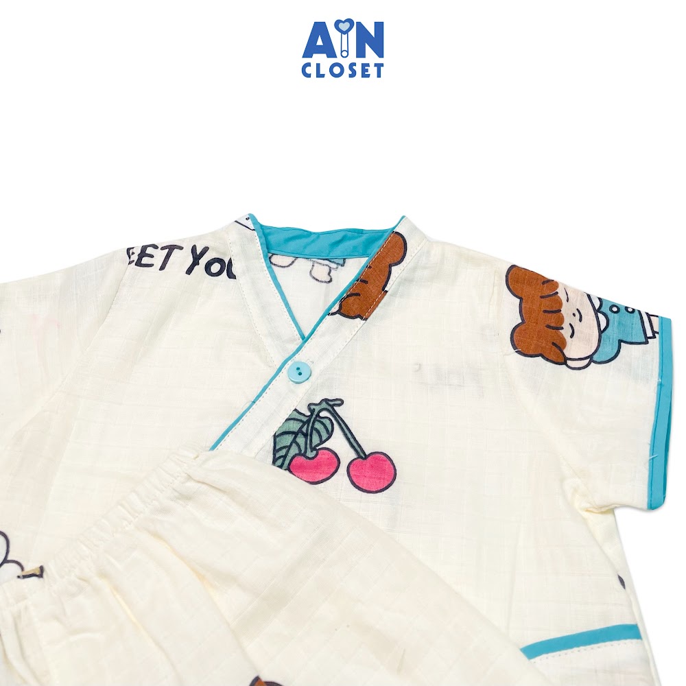 Bộ quần áo lửng bé gái họa tiết Thỏ Trắng Conny xô sợi tre - AICDBG87HC7Y - AIN Closet