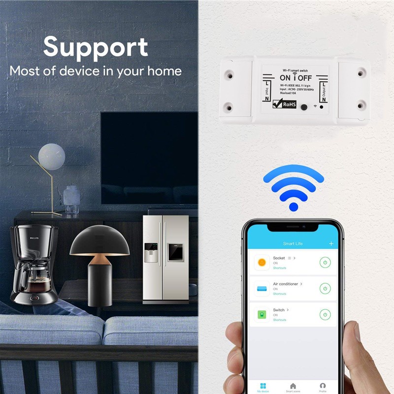 DIY WiFi Smart Light Switch tuya/Smart Life APP Wireless Remote Control Work With Alexa Google Home