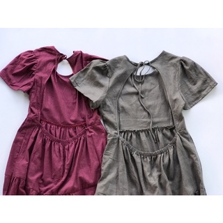 Đầm linen hở lưng xám/tím - Mé Hè