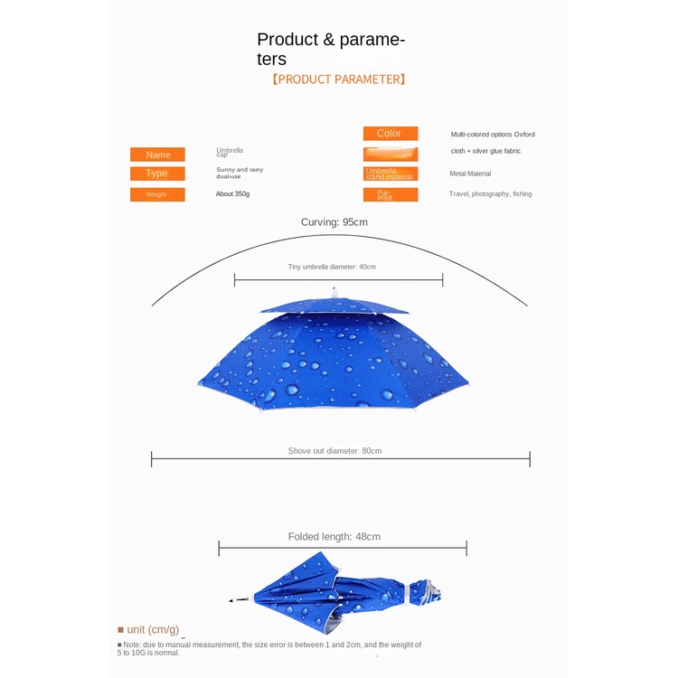 Dù Hai Lớp Đầu Cao Su Mềm Gắn Dù Chống Mưa Nắng Tiện Dụng