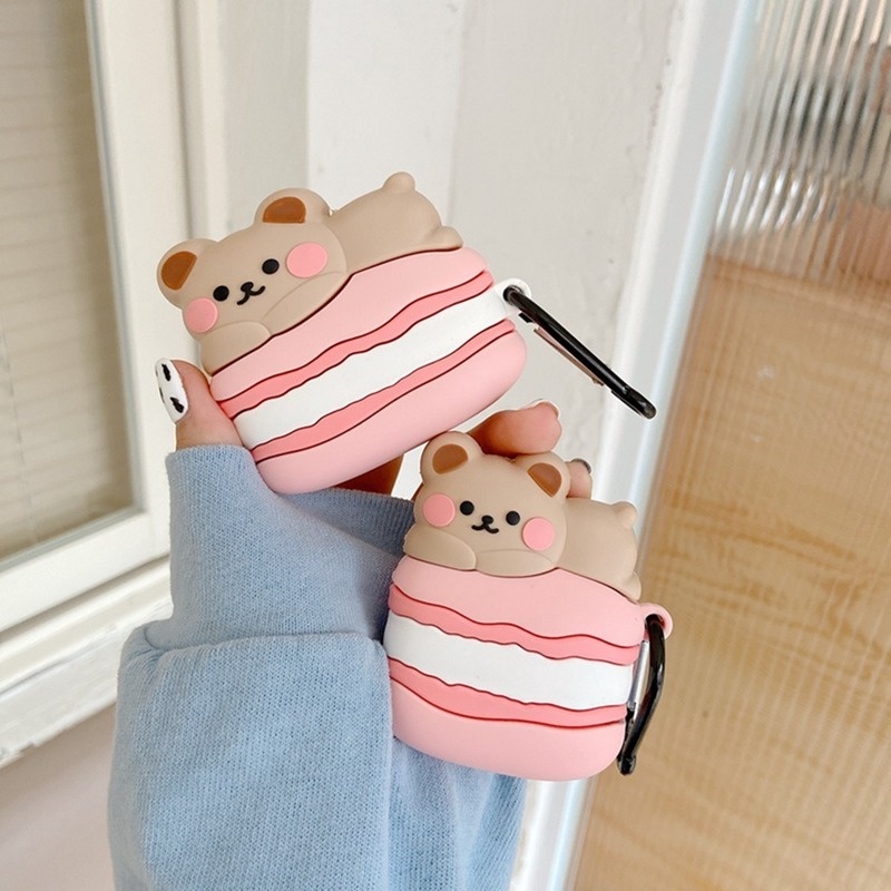 Vỏ bảo vệ hộp sạc tai nghe bluetooth không dây bằng silicon hình động vật dễ thương cho Airpods 1 / 2 / 3pro