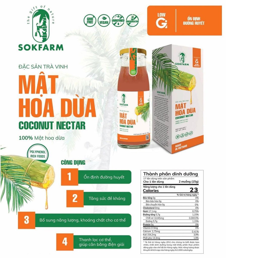 MẬT HOA DỪA - SOKFRAM - 250gr - Đặc Sản Trà Vinh - MEKONG HOME