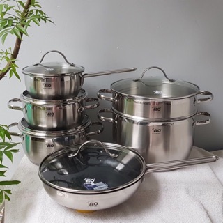 Bộ Nồi Chảo Xửng Elo Zeta Inox 304 Đức Cao Cấp 6 Món