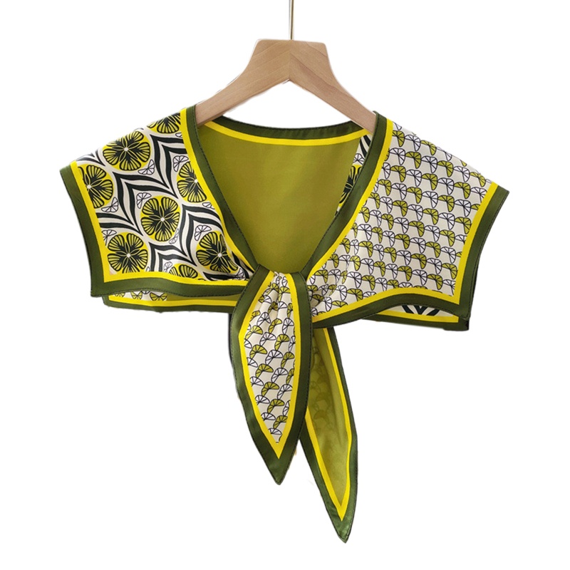 Khăn Choàng Cổ Giả Lụa In Họa Tiết Hình Học Nhiều Màu Sắc Có Thể Tháo Rời Phong Cách Hàn Quốc Thời Trang