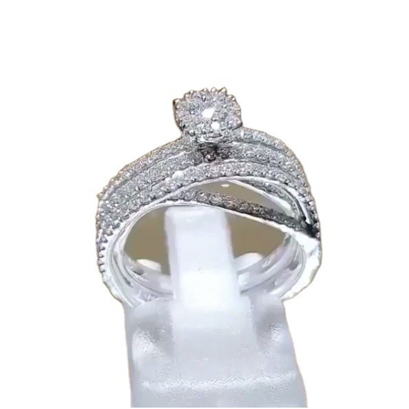 Nhẫn đeo ngón tay đính đá nhân tạo phong cách Âu Mỹ thời trang dành cho cặp đôi