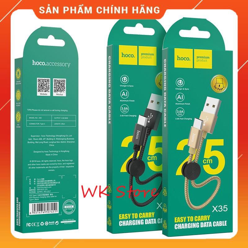 Cáp sạc nhanh 25cm Hoco X35 (iphone,Type C,Micro) chính hãng