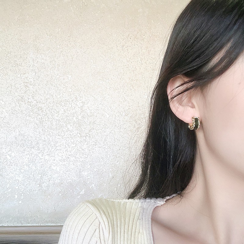 Khuyên tai kẹp không bấm lỗ chốt cố định K176 bằng hợp kim mạ vàng hình chữ C dáng ngắn Leous Accessories