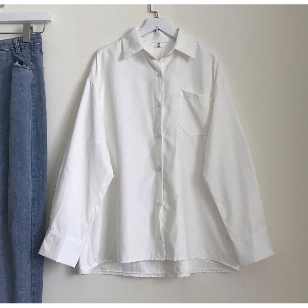 Áo Sơ Mi Trắng LỤA Unisex (CÓ TÚI)