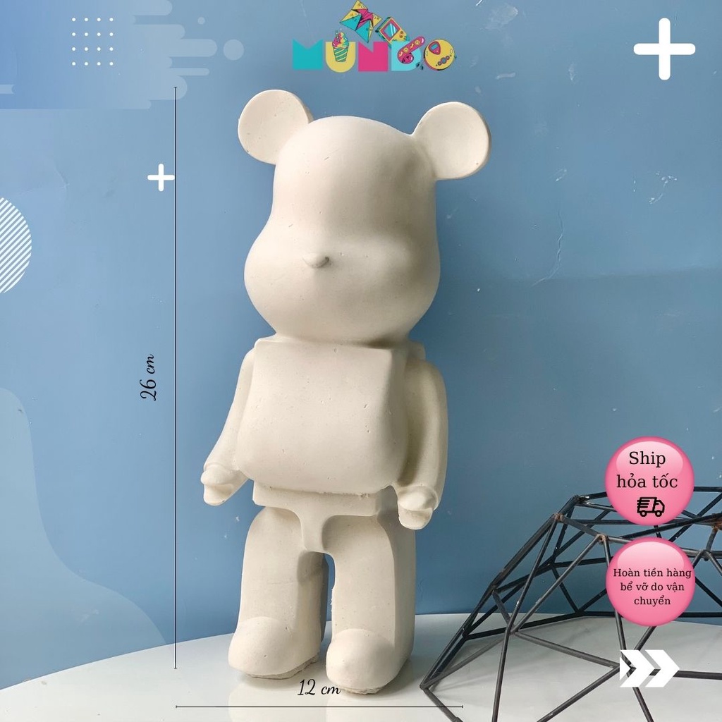 Tượng tô màu cao cấp (có màu cọ) chọn mẫu SIZE XXXL BEARBRICK, tượng thạch cao MUNDO