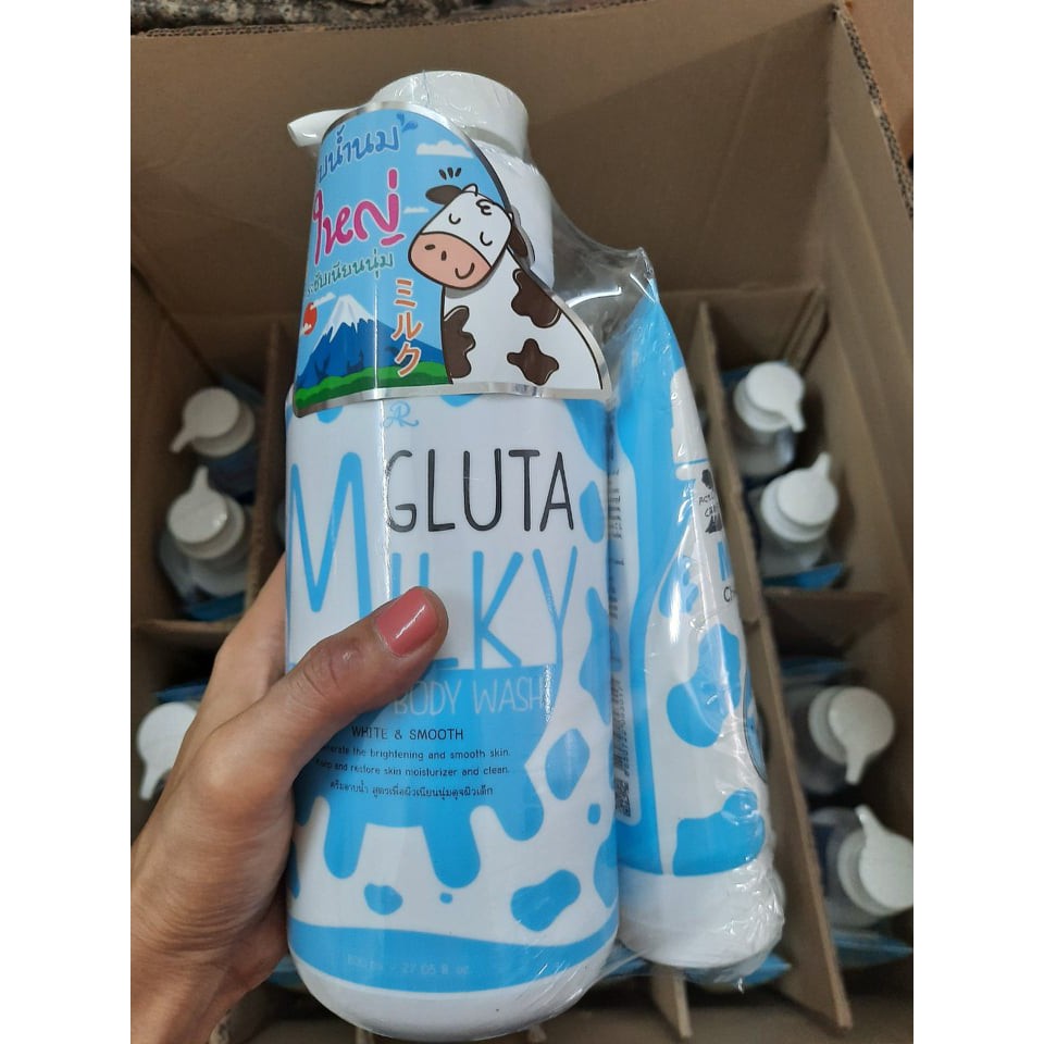Bộ sữa tắm trắng da và rửa da mặt Gluta Milk CHUẨN HÀNG THÁI LAN