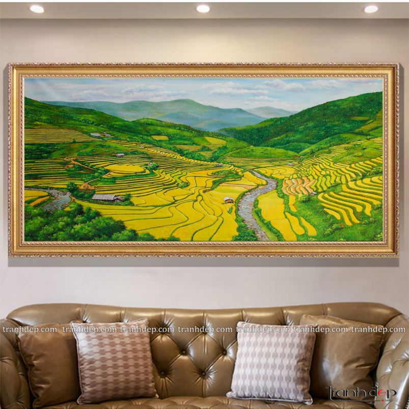 Tranh Treo Tường Ruộng Bậc Thang Mùa Lúa Chín 20 – Tranh In Trang Trí Nội Thất Phong Cảnh Núi Rừng Tây Bắc Cực Đẹp