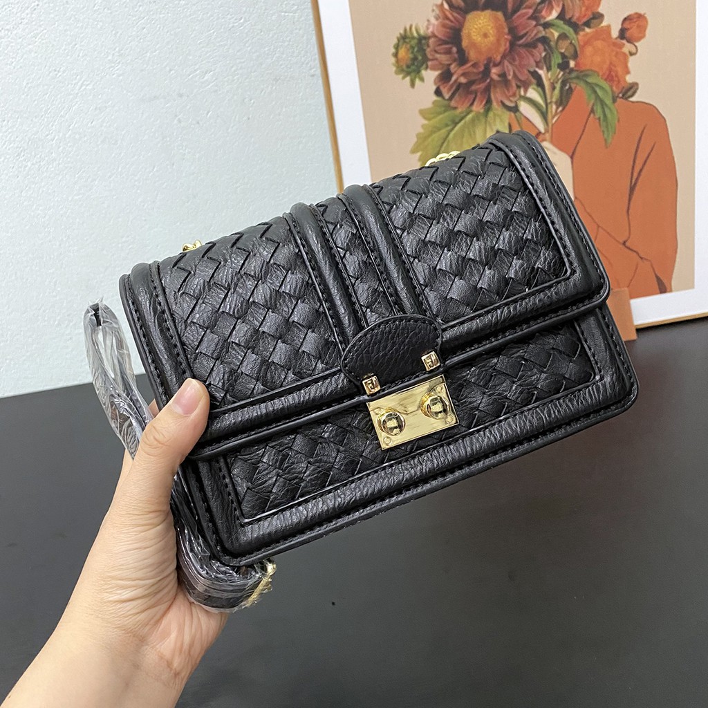 XẢ HÀNG NGHỈ BÁN - Túi đeo chéo ELENOR da PU sần đan thủ công cao cấp TC21